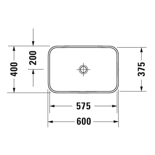 Immagine di Duravit HAPPY D.2 PLUS bacinella da appoggio soprapiano 60 cm con rettifica, senza foro e senza troppopieno, colore bianco 2359600000