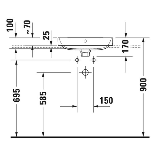 Immagine di Duravit HAPPY D.2 PLUS bacinella da appoggio soprapiano 50 cm con rettifica, senza foro, con troppopieno, WonderGliss, colore bianco 23605000601