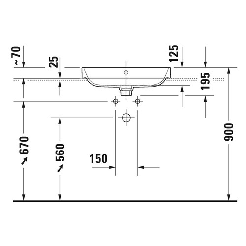 Immagine di Duravit HAPPY D.2 PLUS bacinella da appoggio soprapiano 60 cm con rettifica, monoforo, con troppopieno e bordo per rubinetteria, WonderGliss, colore antracite finitura opaco 23606013001