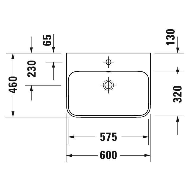 Immagine di Duravit HAPPY D.2 PLUS bacinella da appoggio soprapiano 60 cm con rettifica, senza foro, con troppopieno e bordo per rubinetteria, WonderGliss, colore antracite finitura opaco 23606013601