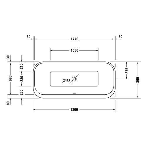 Immagine di Duravit HAPPY D.2 PLUS vasca centro stanza, con due schienali inclinati, con pannello in acrilico integrato e piedi, interno colore bianco finitura lucido, esterno colore grigio grafite finitura opaco 700453800000000