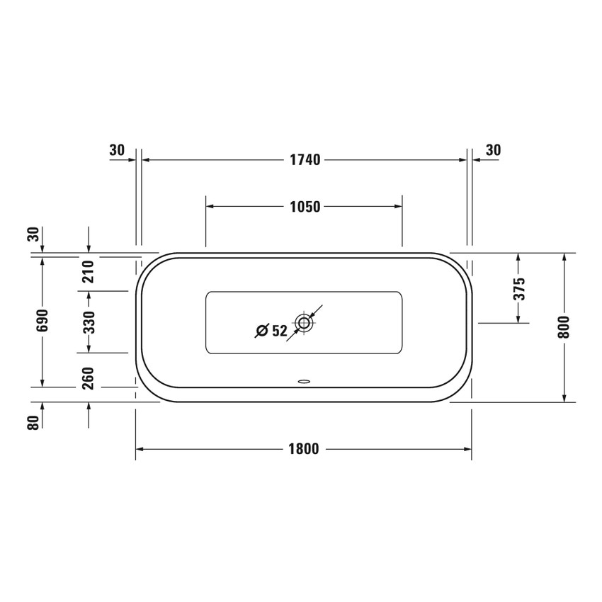 Immagine di Duravit HAPPY D.2 PLUS vasca centro stanza, con due schienali inclinati, con pannello in acrilico integrato e piedi, interno colore bianco finitura lucido, esterno colore grigio grafite finitura opaco 700453800000000