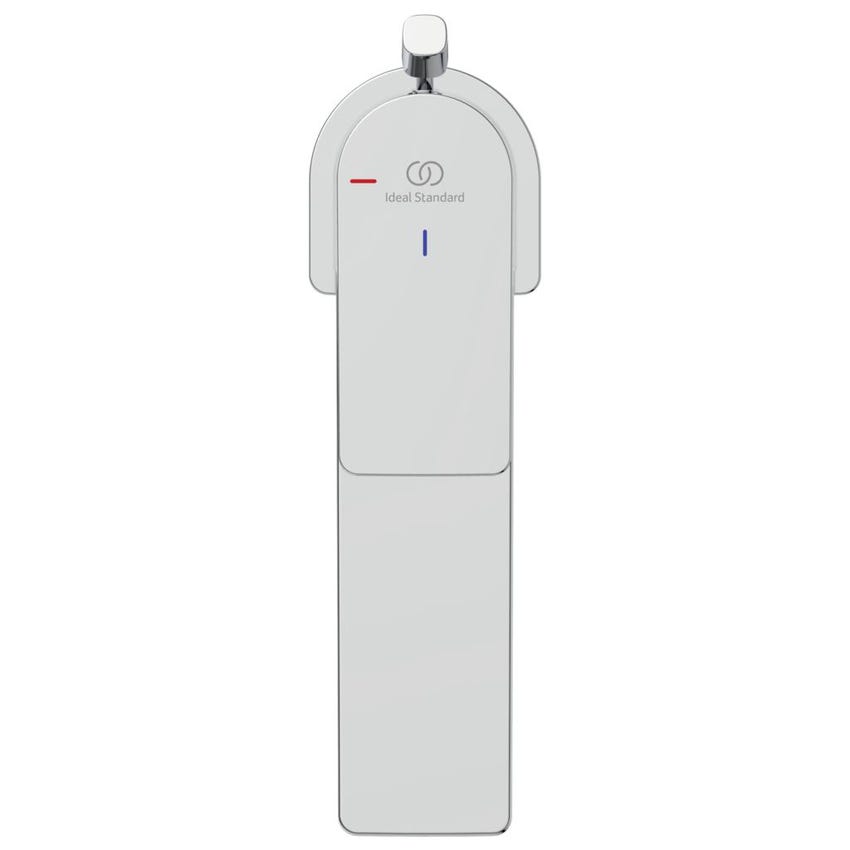 Immagine di Ideal Standard EDGE miscelatore monocomando lavabo H.14.4 cm, con sistema di apertura a freddo Bluestart, asta di comando scarico e piletta, finitura cromo A7102AA