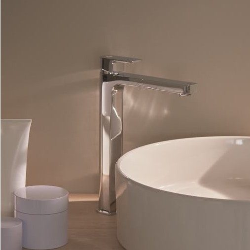 Immagine di Ideal Standard EDGE miscelatore monocomando da appoggio su piano H.29 cm, con asta di comando e scarico piletta, finitura cromo A7112AA