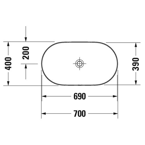 Immagine di Duravit LUV bacinella da appoggio soprapiano 70 cm, con rettifica, senza troppopieno, WonderGliss, colore bianco 03797000001