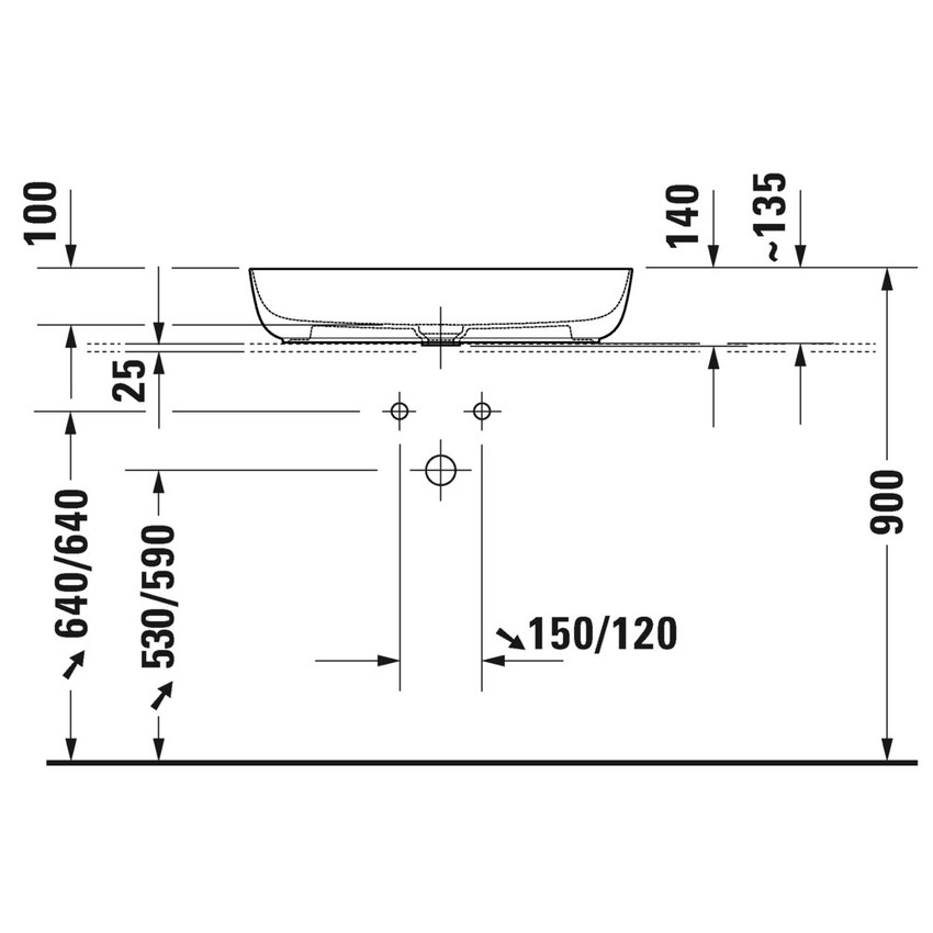 Immagine di Duravit LUV bacinella da appoggio soprapiano 70 cm, con rettifica, senza troppopieno, interno colore bianco, esterno colore sabbia finitura opaco 0379702100
