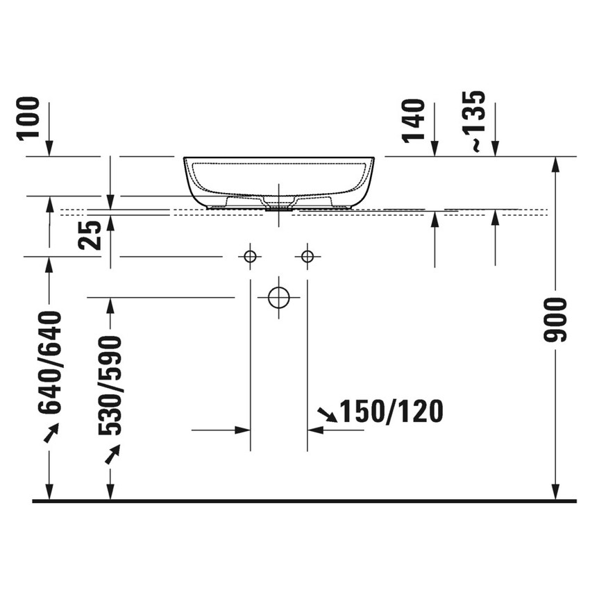 Immagine di Duravit LUV bacinella da appoggio soprapiano 50 cm, monoforo, con rettifica, senza troppopieno, con bordo per rubinetteria, interno colore bianco, esterno colore grigio finitura opaco 0380502300