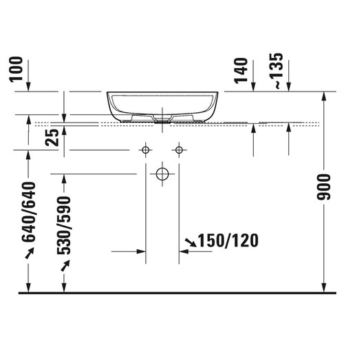 Immagine di Duravit LUV bacinella da appoggio soprapiano 50 cm, monoforo, con rettifica, senza troppopieno, con bordo per rubinetteria, WonderGliss, interno colore bianco, esterno colore grigio finitura opaco 03805023001