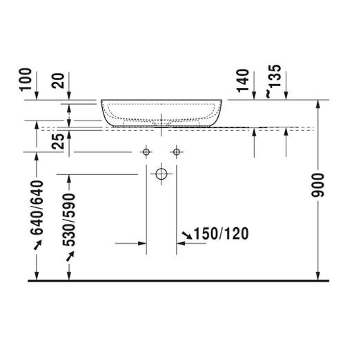 Immagine di Duravit LUV bacinella da appoggio soprapiano 50 cm, monoforo, con rettifica, senza troppopieno, con bordo per rubinetteria, interno colore bianco, esterno colore bianco finitura opaco 0380602600