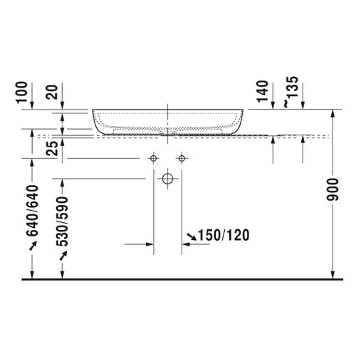 Immagine di Duravit LUV bacinella da appoggio soprapiano 80 cm, monoforo, con rettifica, senza troppopieno, con bordo per rubinetteria, WonderGliss, interno colore bianco, esterno colore sabbia finitura opaco 03808021001
