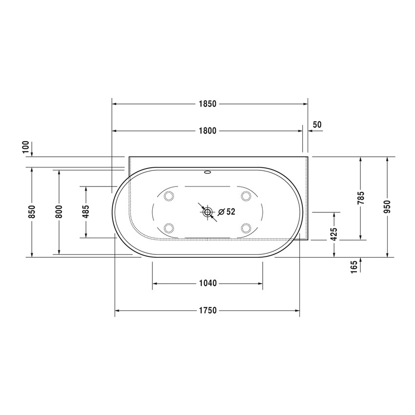 Immagine di Duravit LUV vasca angolare a destra 185 cm, con pannello integrato e piedi, con due schienali inclinati, colore bianco 700432000000000