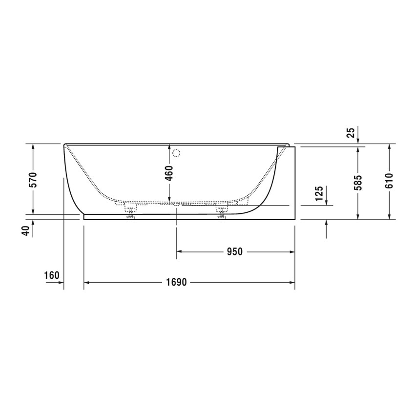 Immagine di Duravit LUV vasca angolare a destra 185 cm, con pannello integrato e piedi, con due schienali inclinati, colore bianco 700432000000000