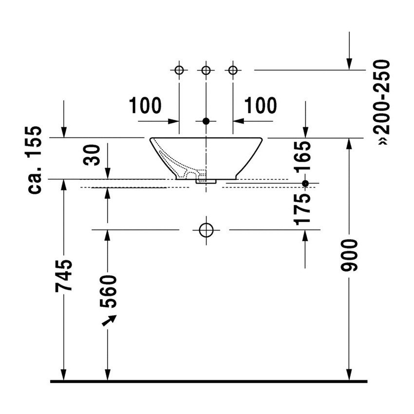 Immagine di Duravit ME BY STARCK bacinella da appoggio soprapiano 42 cm senza foro per rubinetteria, con troppopieno, senza bordo per rubinetteria, colore bianco 0333420000