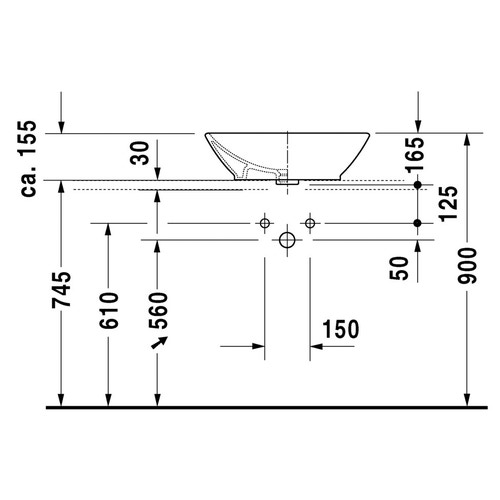 Immagine di Duravit ME BY STARCK bacinella da appoggio soprapiano 55 cm senza foro per rubinetteria, con troppopieno, senza bordo per rubinetteria, colore bianco 0334520000