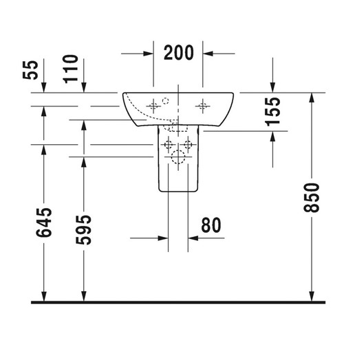 Immagine di Duravit ME BY STARCK lavamani 45 cm monoforo, con troppopieno, con bordo per rubinetteria,  lato inferiore smaltato, WonderGliss, colore bianco 07194500001