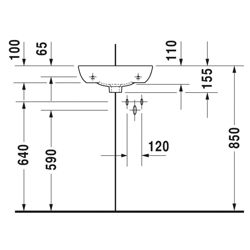 Immagine di Duravit ME BY STARCK lavamani d'angolo 43.5 cm monoforo, con troppopieno, con bordo per rubinetteria, lato inferiore smaltato, colore bianco 0722430000