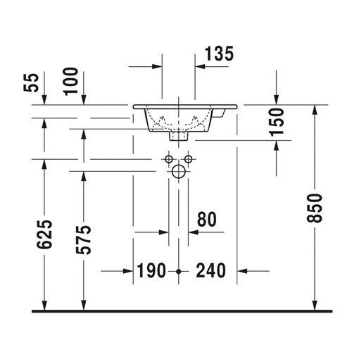 Immagine di Duravit ME BY STARCK lavamani consolle 43 cm monoforo, con bordo per rubinetteria, con troppopieno, colore bianco finitura opaco 0723433200