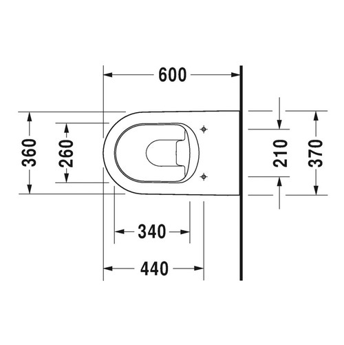 Immagine di Duravit ME BY STARCK vaso a pavimento a cacciata P.60 cm, a filo parete, con scarico orizzontale, senza sedile, fabbisogno di risciacquo di acqua 4,5 l, colore bianco 2169090000