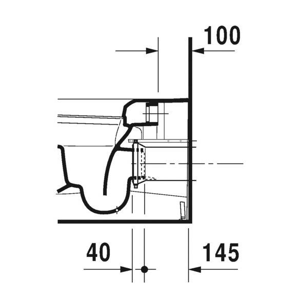 Immagine di Duravit ME BY STARCK vaso a pavimento a cacciata P.60 cm, a filo parete, con scarico orizzontale, senza sedile, fabbisogno di risciacquo di acqua 4,5 l, WonderGliss, interno colore bianco finitura lucido, esterno colore bianco finitura opaco 21690926001