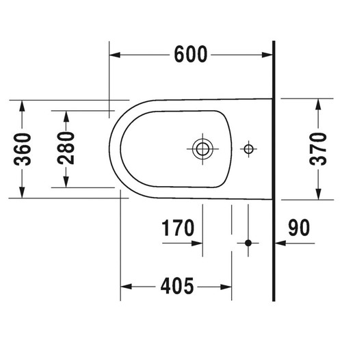 Immagine di Duravit ME BY STARCK bidet a pavimento P.60 cm, a filo parete, con troppopieno, con bordo per rubinetteria, WonderGliss, colore bianco finitura opaco 22891032001