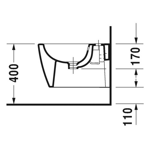 Immagine di Duravit ME BY STARCK COMPACT bidet sospeso P.48 cm, con troppopieno, con bordo per rubinetteria, WonderGliss, colore bianco finitura opaco 22901532001