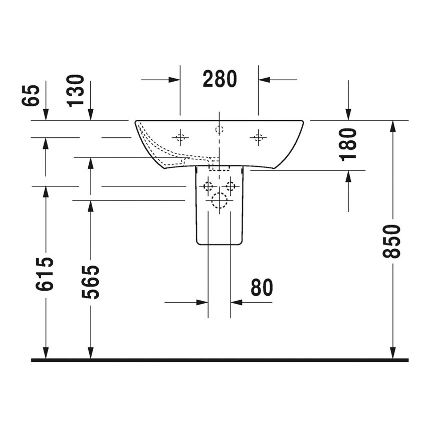 Immagine di Duravit ME BY STARCK lavabo 60 cm monoforo, con troppopieno, con bordo per rubinetteria, lato inferiore smaltato, WonderGliss, colore bianco 23356000001