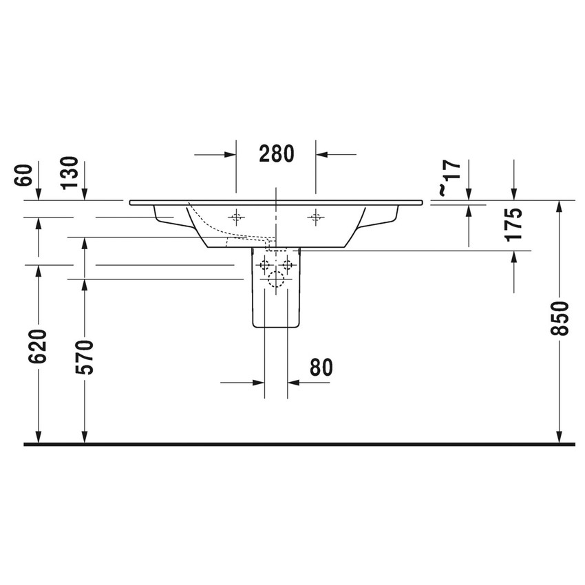 Immagine di Duravit ME BY STARCK lavabo consolle 103 cm con 2 fori per rubinetteria, con troppopieno, con bordo per rubinetteria, WonderGliss, colore bianco finitura opaco 23361032581