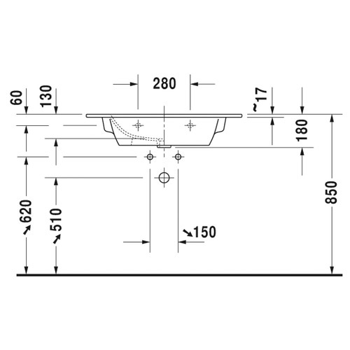 Immagine di Duravit ME BY STARCK lavabo consolle 83 cm con 2 fori per rubinetteria, con troppopieno, con bordo per rubinetteria, WonderGliss, colore bianco 23368300581