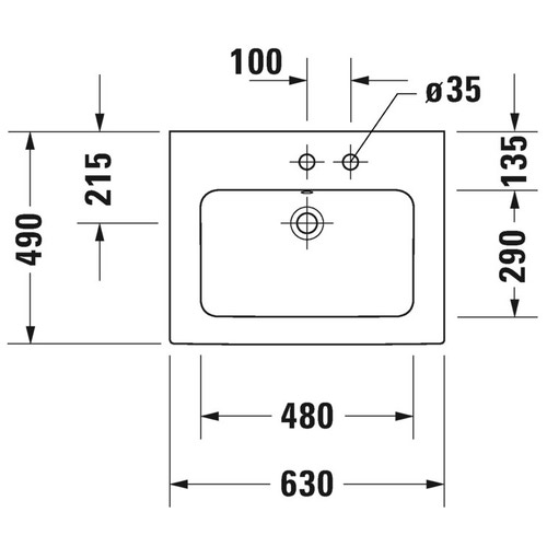 Immagine di Duravit ME BY STARCK lavabo consolle 63 cm con 2 fori per rubinetteria, con troppopieno, con bordo per rubinetteria, colore bianco finitura opaco 2336633258