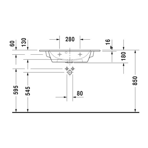 Immagine di Duravit ME BY STARCK lavabo consolle Compact 83 cm monoforo, con troppopieno, con bordo per rubinetteria, WonderGliss, colore bianco finitura opaco 23428332001
