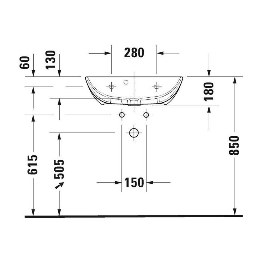 Immagine di Duravit ME BY STARCK lavabo Compact 60 cm monoforo, con troppopieno, con bordo per rubinetteria, colore bianco 2343600000