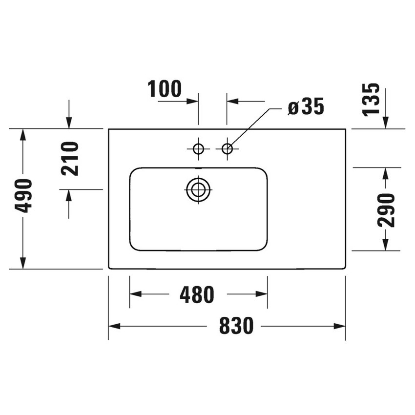 Immagine di Duravit ME BY STARCK lavabo consolle asimmetrico 83 cm con 2 fori per rubinetteria, con troppopieno, con bordo per rubinetteria, bacino a sinistra, WonderGliss, colore bianco 23458300581