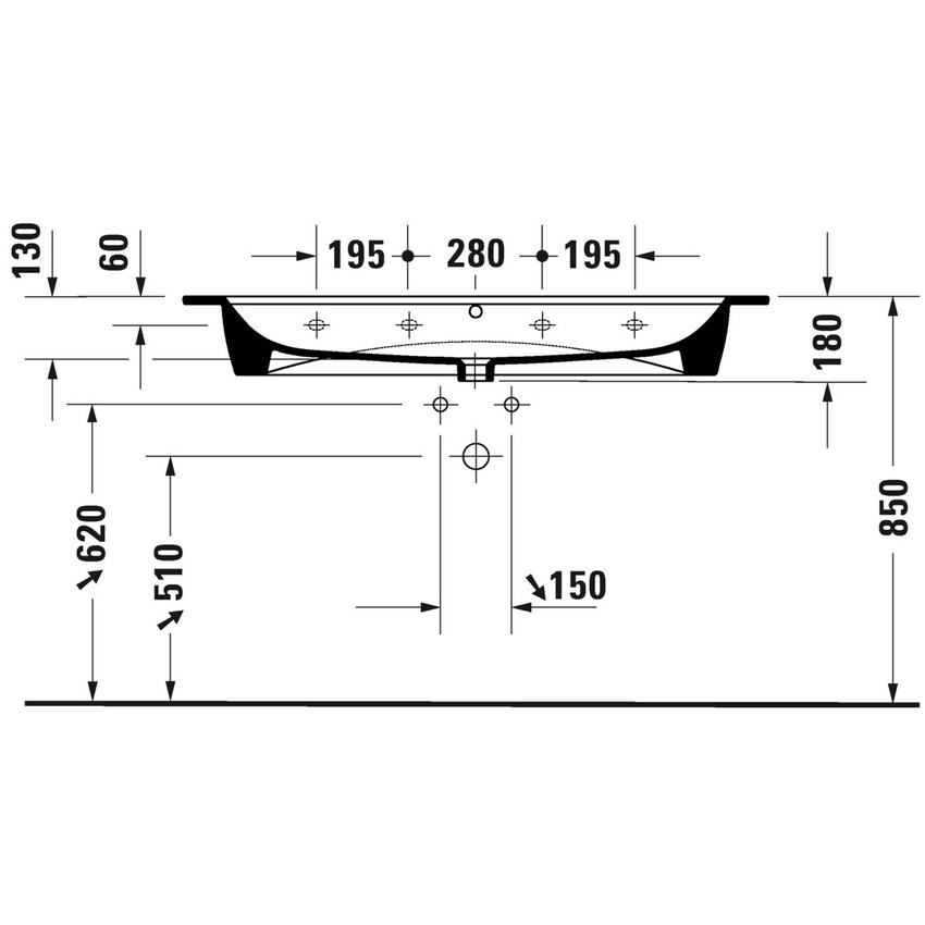 Immagine di Duravit ME BY STARCK lavabo consolle 123 cm monoforo, con troppopieno, con bordo per rubinetteria, colore bianco finitura opaco 2361123200