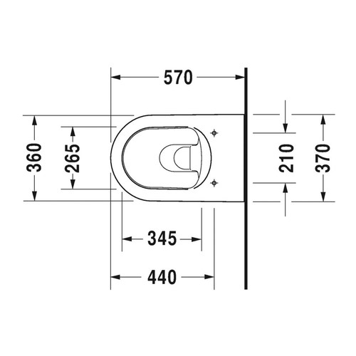 Immagine di Duravit ME BY STARCK vaso sospeso a cacciata P.57 cm, senza sedile, UWL classe 1, fabbisogno di acqua di risciacquo 4,5 l, colore bianco 2528090000