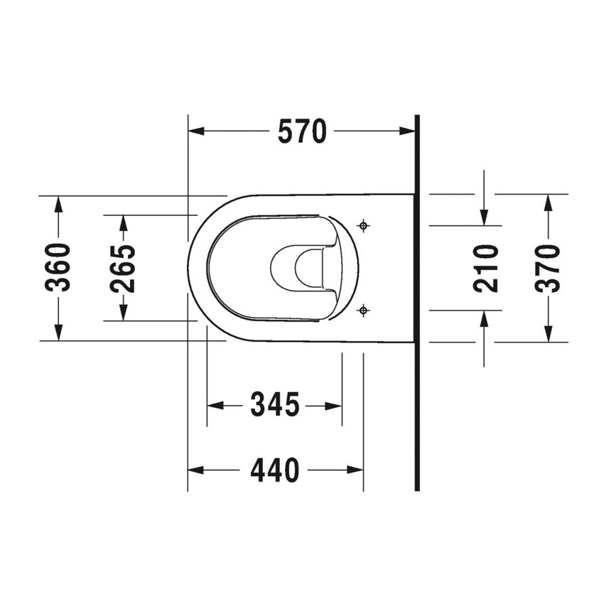 Immagine di Duravit ME BY STARCK vaso sospeso a cacciata P.57 cm, senza sedile, UWL classe 1, fabbisogno di acqua di risciacquo 4,5 l, colore bianco 2528090000