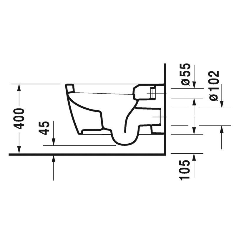 Immagine di Duravit ME BY STARCK vaso sospeso a cacciata P.57 cm, senza sedile, UWL classe 1, fabbisogno di acqua di risciacquo 4,5 l, WonderGliss, colore bianco 25280900001