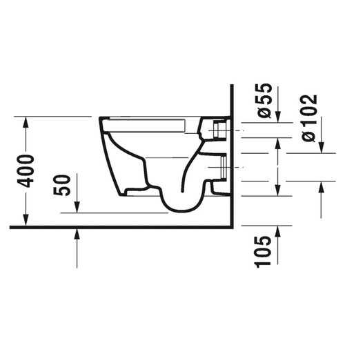 Immagine di Duravit ME BY STARCK COMPACT vaso sospeso Rimless® a cacciata P.48 cm, senza brida, senza sedile, fabbisogno di acqua di risciacquo 4,5 l, UWL classe 1, HygieneGlaze, colore bianco 2530092000