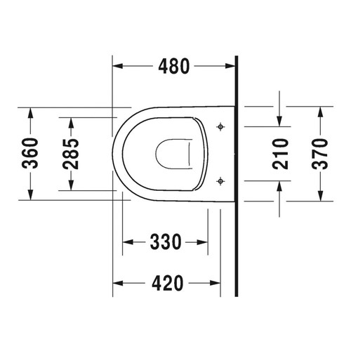 Immagine di Duravit ME BY STARCK COMPACT vaso sospeso Rimless® a cacciata P.48 cm, senza brida, senza sedile, fabbisogno di acqua di risciacquo 4,5 l, UWL classe 1, interno colore bianco finitura lucido, esterno colore bianco finitura opaco 2530099000