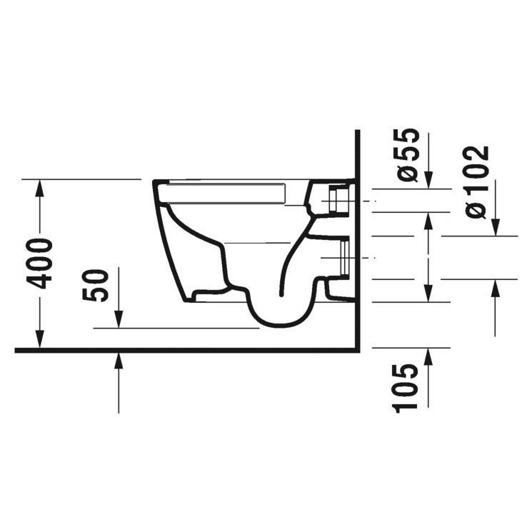 Immagine di Duravit ME BY STARCK COMPACT vaso sospeso Rimless® a cacciata P.48 cm, senza brida, senza sedile, fabbisogno di acqua di risciacquo 4,5 l, UWL classe 1, interno colore bianco finitura lucido, esterno colore bianco finitura opaco 2530099000