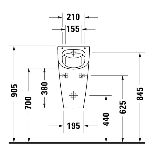 Immagine di Duravit ME BY STARCK orinatoio Rimless®, senza brida, entrata posteriore nascosta, ad aspirazione, scarico orizzontale, versione per coperchio, con mosca, colore bianco 2812300007