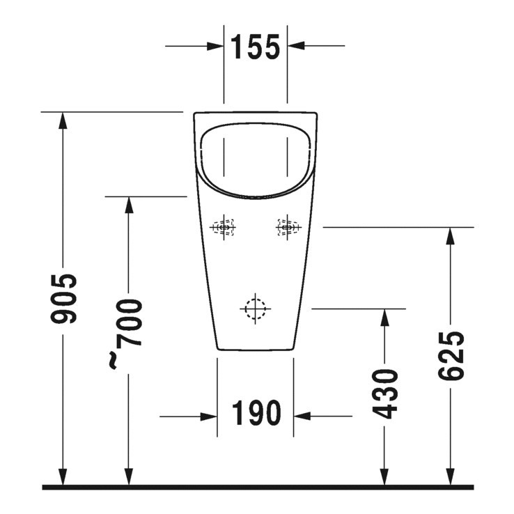 Immagine di Duravit ME BY STARCK orinatoio Dry, senza acqua, scarico orizzontale Ø 50 mm, senza mosca, HygieneGlaze, colore bianco 2814302000