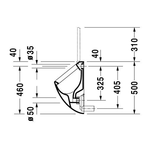 Immagine di Duravit ORINATOI Fizz, entrata posteriore nascosta, ad aspirazione, scarico orizzontale, versione per coperchio, senza mosca, colore bianco 0823350000
