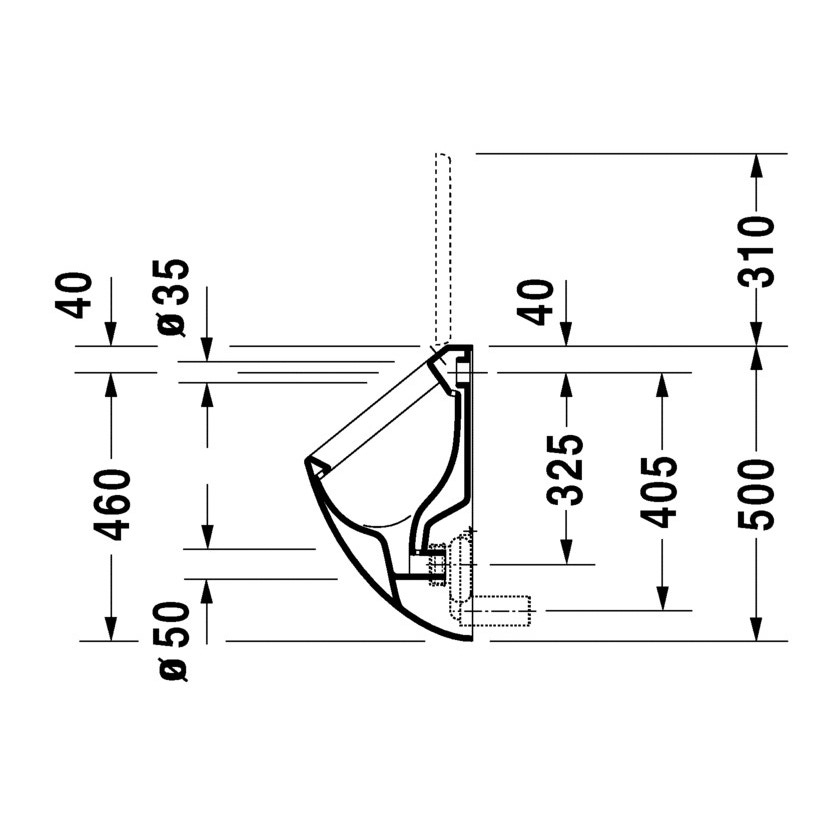 Immagine di Duravit ORINATOI Fizz, entrata posteriore nascosta, ad aspirazione, scarico orizzontale, versione per coperchio, senza mosca, colore bianco 0823350000