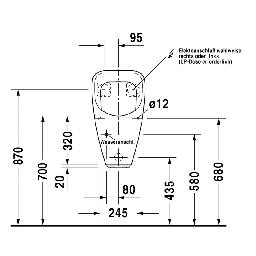 Immagine di Duravit ORINATOI Utronic, modello elettronico per allacciamento alla rete, entrata posteriore nascosta, ad aspirazione, scarico orizzontale, senza mosca, WonderGliss, colore bianco 08303700931
