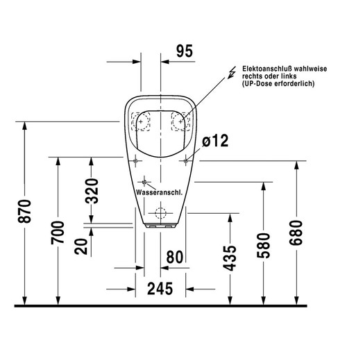 Immagine di Duravit ORINATOI Utronic, modello elettronico per allacciamento alla rete, entrata posteriore nascosta, ad aspirazione, scarico orizzontale, con mosca, colore bianco 0830370097