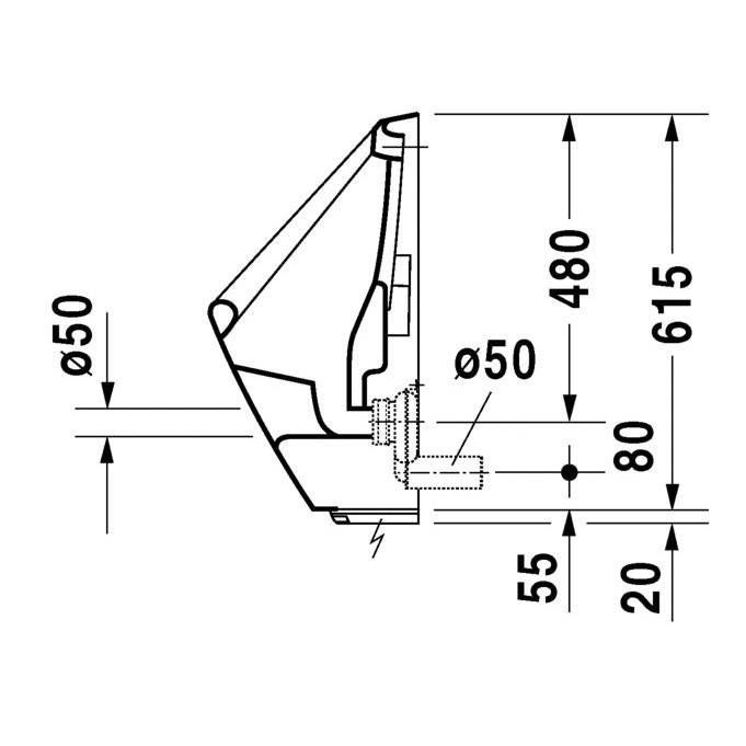 Immagine di Duravit ORINATOI Utronic, modello elettronico per allacciamento alla rete, entrata posteriore nascosta, ad aspirazione, scarico orizzontale, con mosca, WonderGliss, colore bianco 08303700971