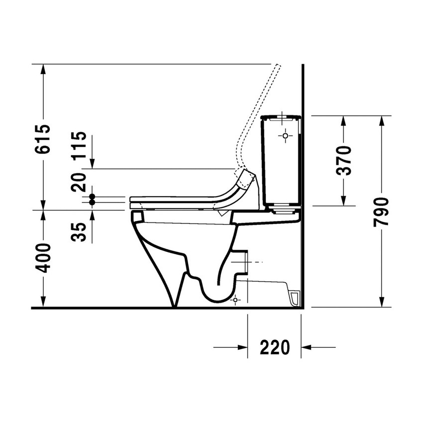 Immagine di Duravit SENSOWASH® vaso a pavimento DuraStyle a cacciata, senza cassetta, solo in abbinamento a SensoWash, UWL classe 1, colore bianco 2156590000