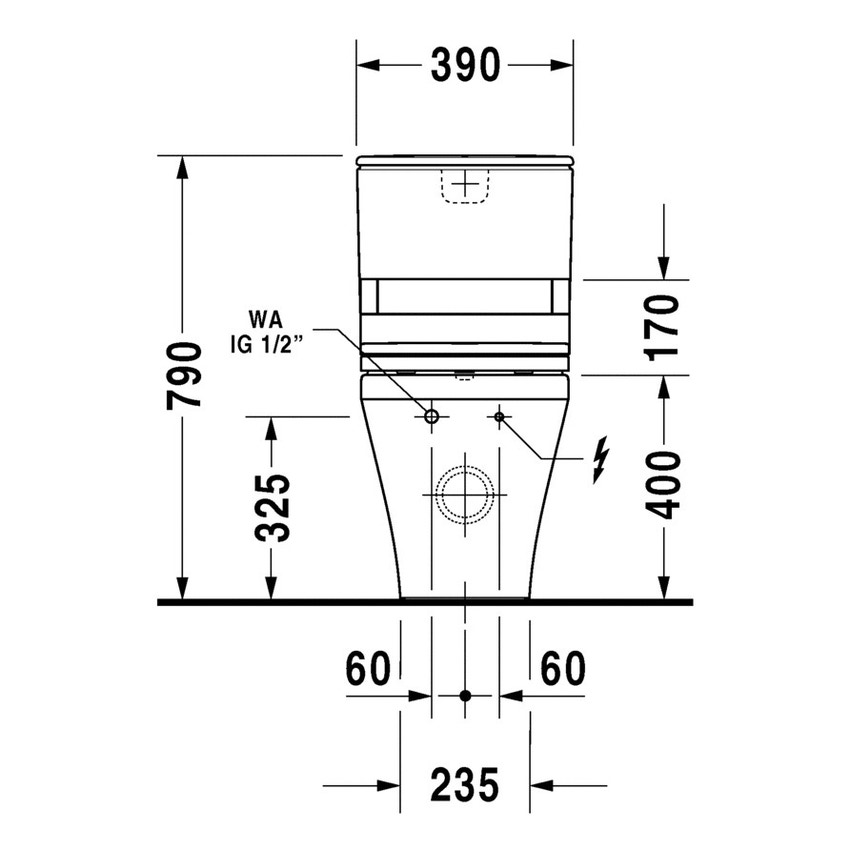 Immagine di Duravit SENSOWASH® vaso a pavimento DuraStyle a cacciata, senza cassetta, solo in abbinamento a SensoWash, UWL classe 1, colore bianco 2156590000