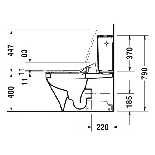 Immagine di Duravit SENSOWASH® vaso a pavimento DuraStyle a cacciata, senza cassetta, solo in abbinamento a SensoWash, UWL classe 1, colore bianco 2156590000