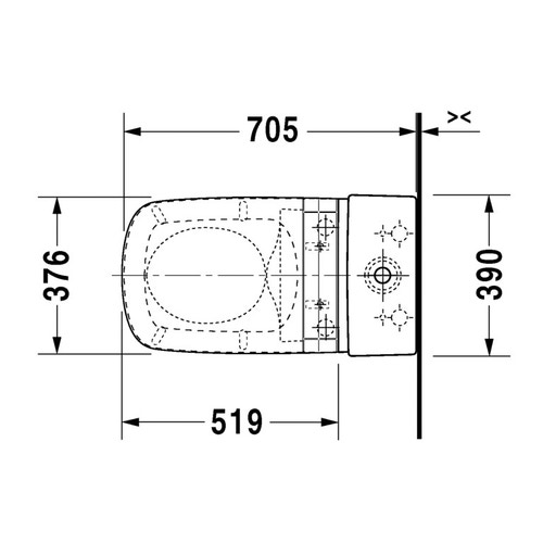 Immagine di Duravit SENSOWASH® vaso a pavimento DuraStyle a cacciata, senza cassetta, solo in abbinamento a SensoWash, UWL classe 1, colore bianco 2156590000